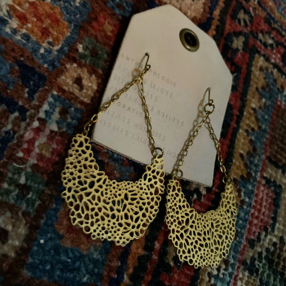 Anthro Delicate Gold Drop Earrings
